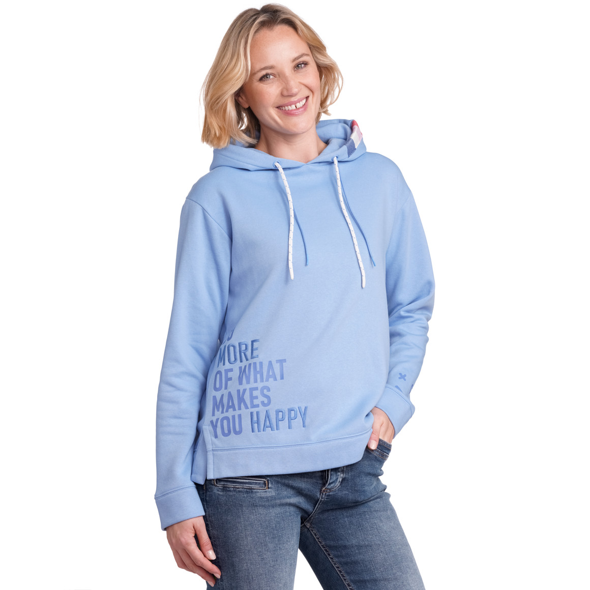 Gina Damen Hoodie mit Schriftzug hellblau