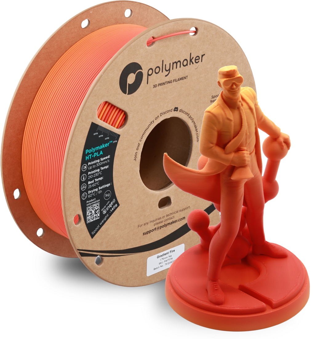 Polymaker  HT-PLA Gradient Fire, 1,75 mm / 1000 g    Hochleistungs-PLA für hitzestabile 3D Druckanwendungen in Gradient Fire