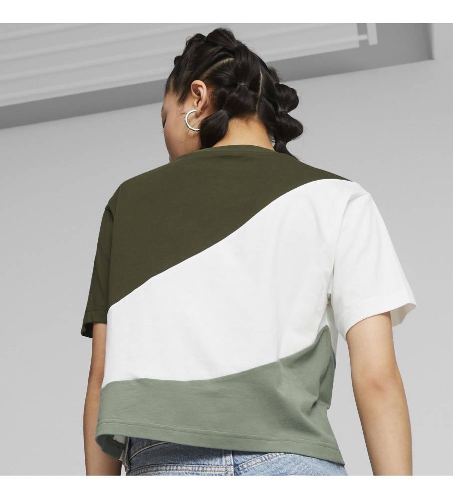 Camiseta cropped Puma Power Cat verde