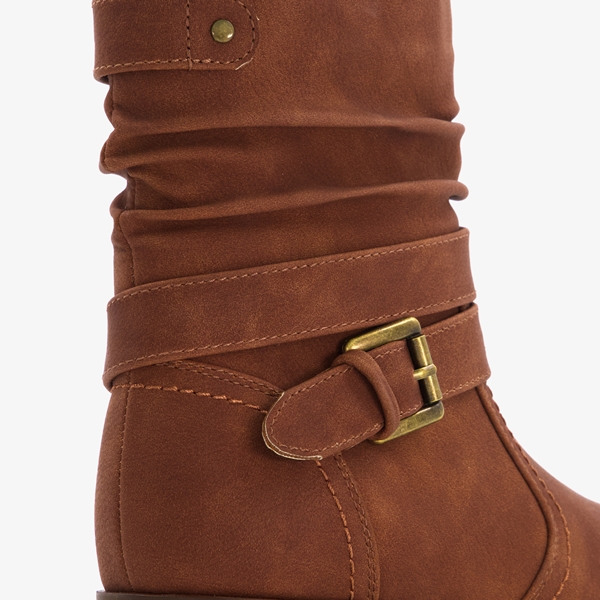 Blue Box meisjes enkellaarsjes met rits cognac