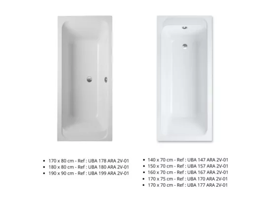 Baignoire droite 170 X 70 VILLEROY ET BOCH Architectura acrylique