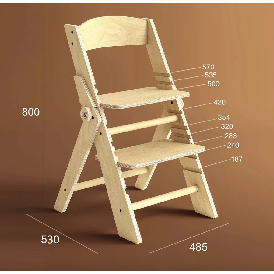 Montessori® Treppenhochstuhl - verstellbar - Montessori® tripp chair Montessori® by Busy Kids natürlich