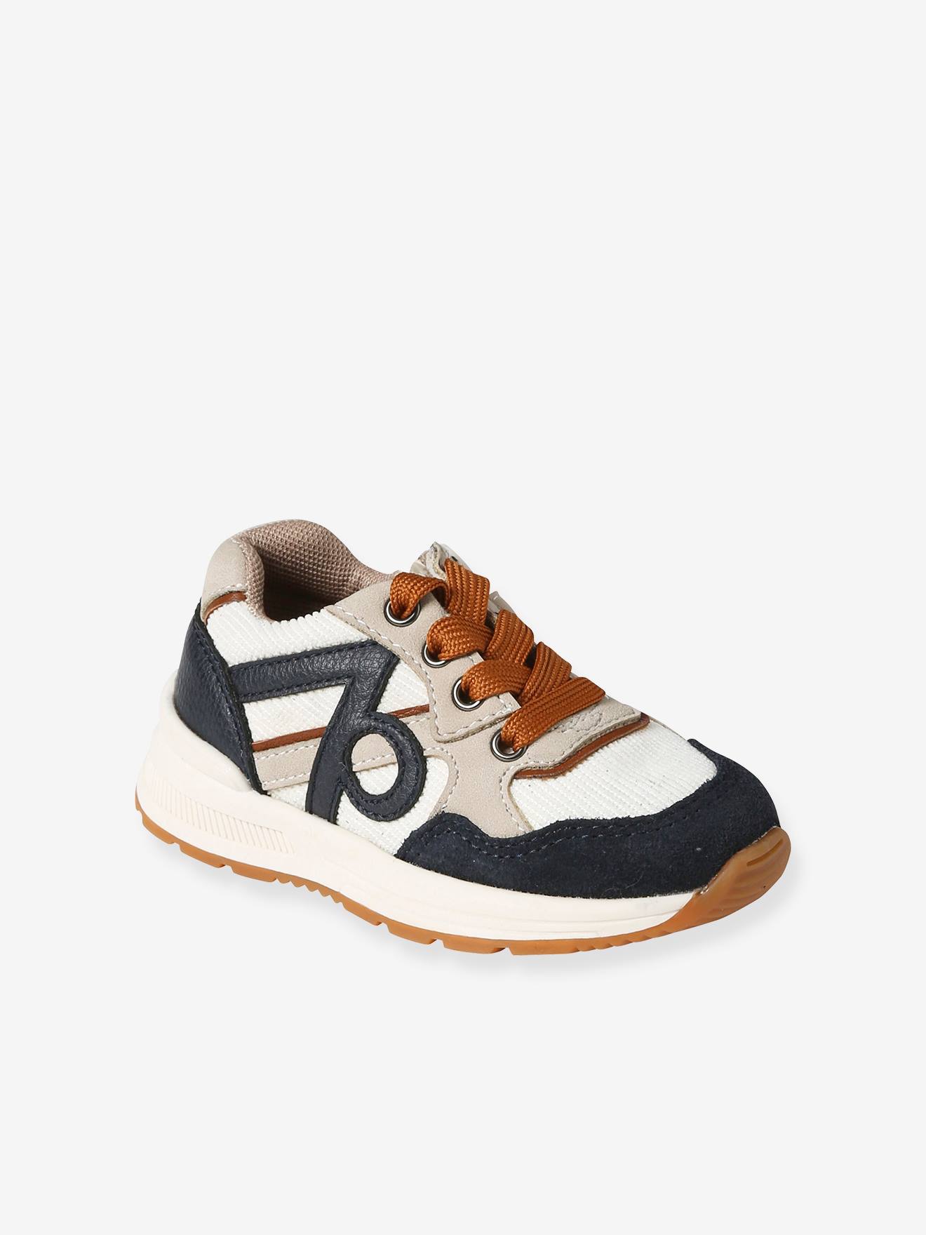 Tênis infantil com cadarço e zíper na cor off-white