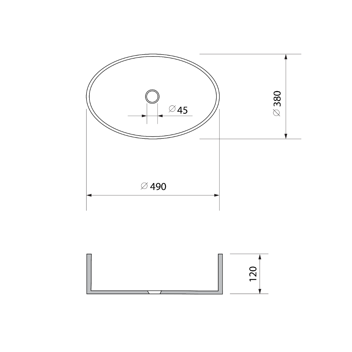 Sapho Nobal glazen waskom 49x38cm zwart