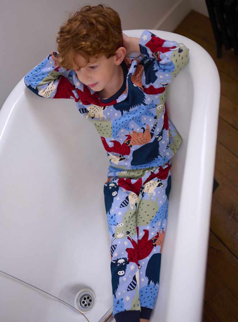 Ensemble pyjama bleu marine phosphorescent à imprimé animaux