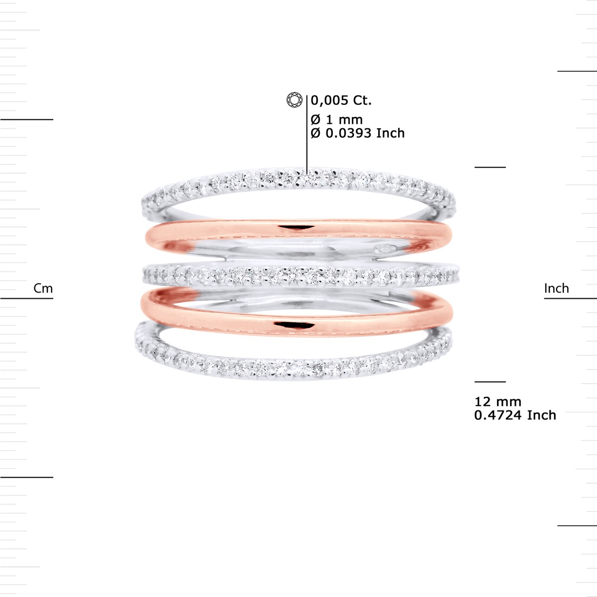 Bague Diamants 0,45 Cts Or Blanc et Rose Joaillerie