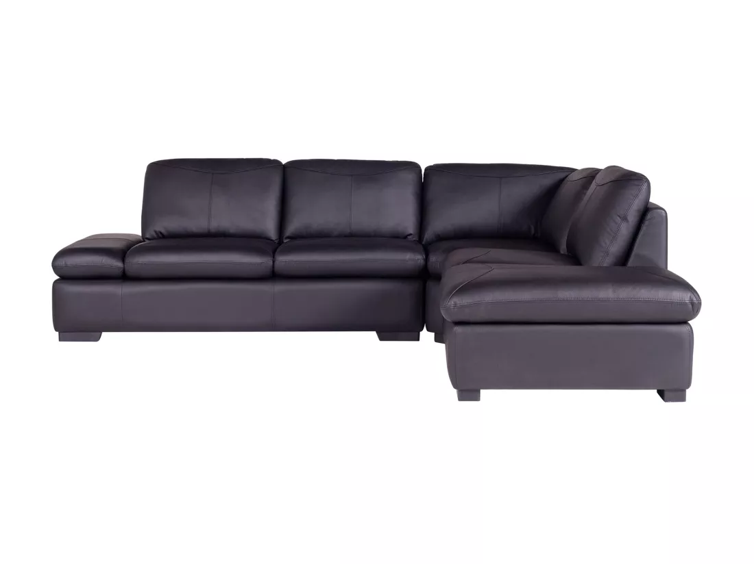 Canapé d'angle en cuir ONYX II - Noir - Angle droit