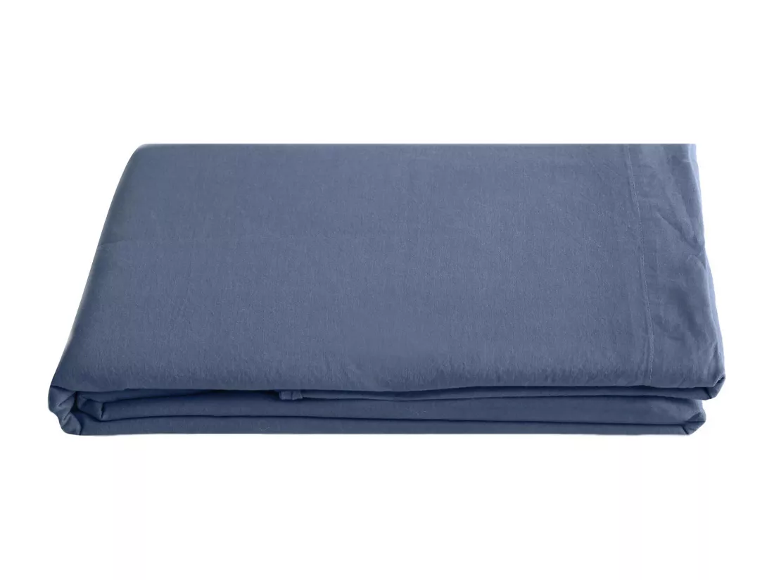 Drap plat 270x290 cm pur coton collection PALACE bleu indigo