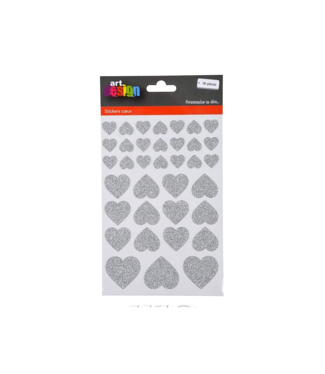 Paris Prix - Lot De 36 Stickers Cœur glitter Argent