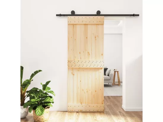 Porte coulissante et kit de quincaillerie 80x210 cm pin massif
