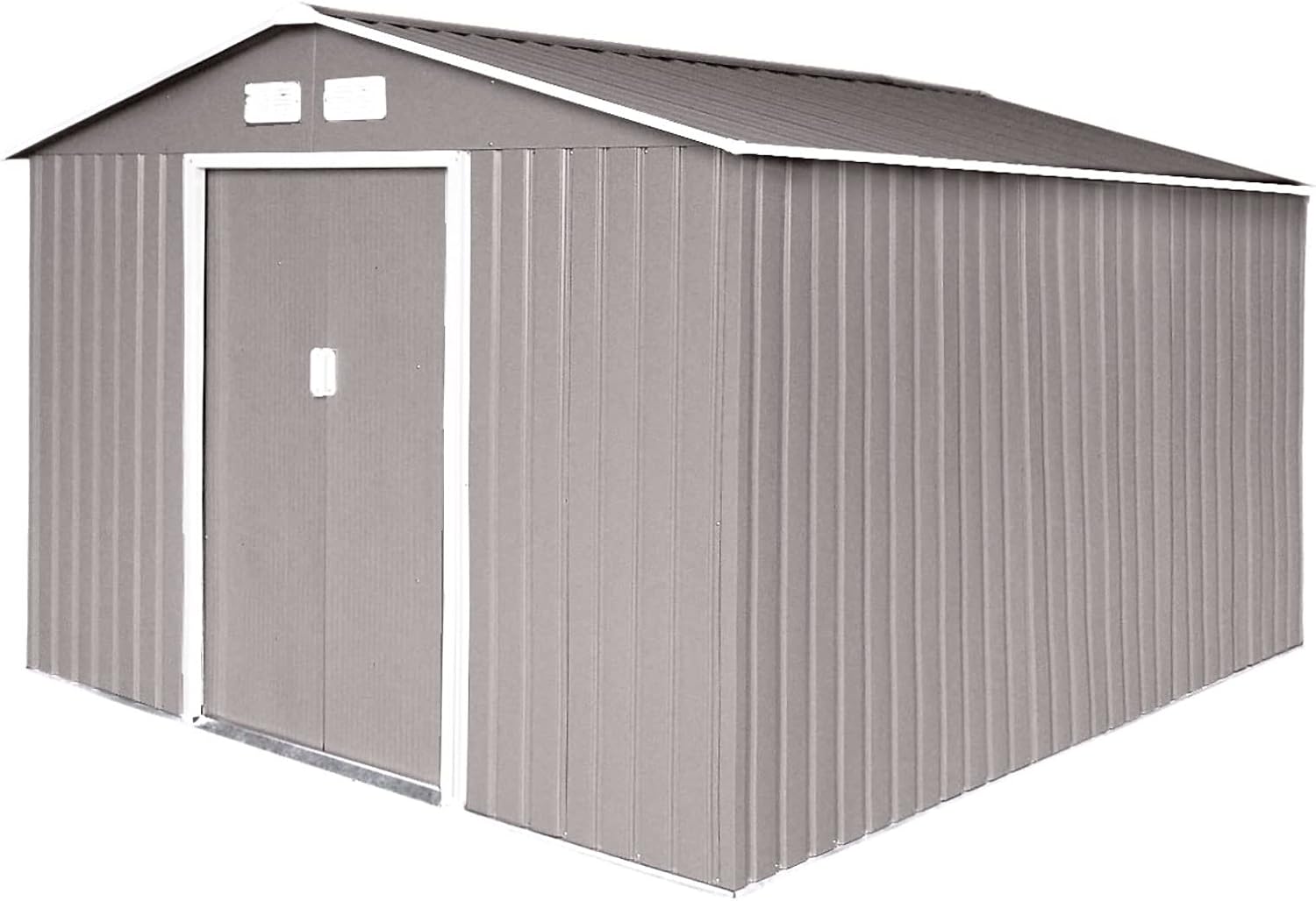S300 Metall Gerätehaus XXXL 277x319x192cm Geräteschuppen Garten Schuppen Gartenhaus Satteldach Hellgrau
