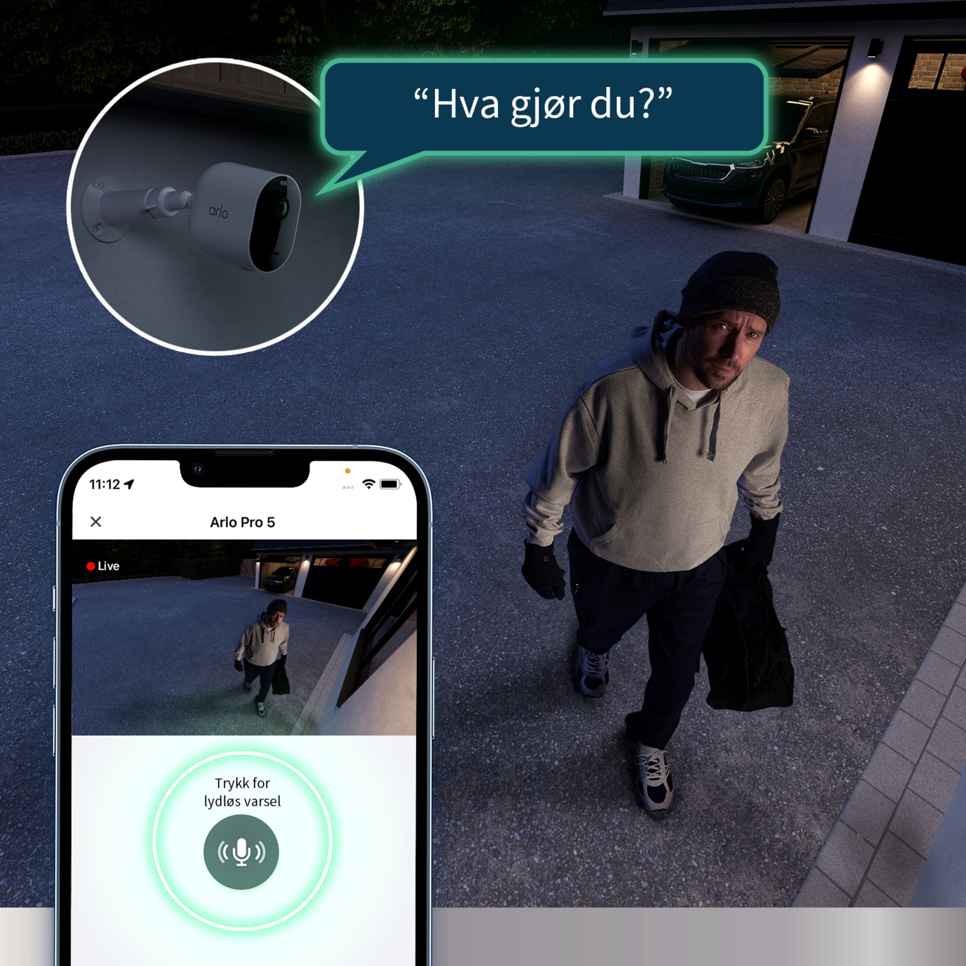 Arlo Pro 5 Trådløs Overvåkningskamera Spotlight 3-pakning