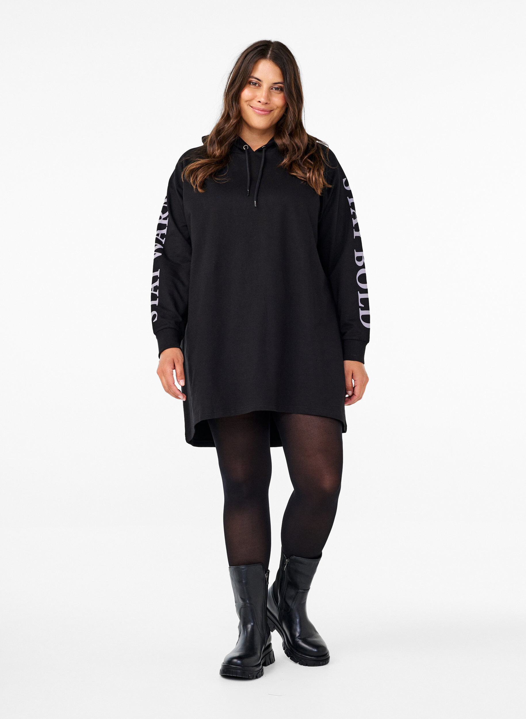 Oversize sweat med print på ærmerne
