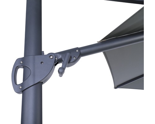 Soluna Orléans zweefparasol, Ø 300 cm, rond, donkergrijs, inclusief kruisvoet.