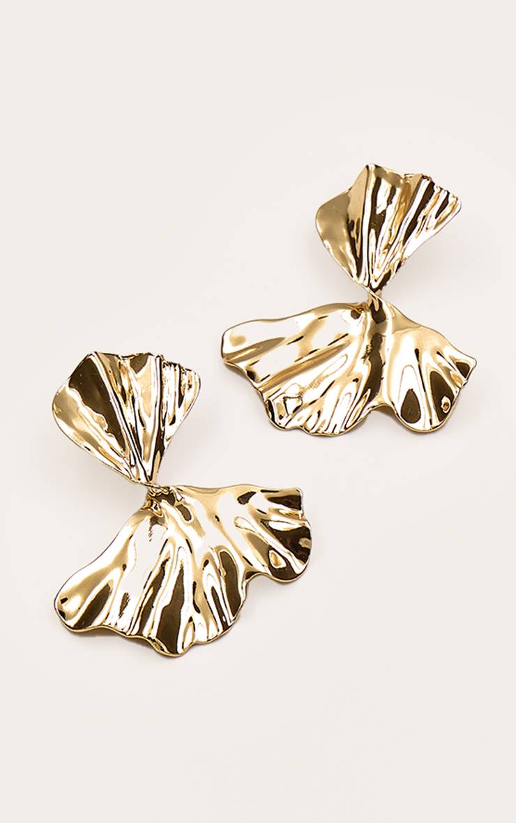 Doré Boucles D'oreilles Torsadées Plissées À Effet Statement