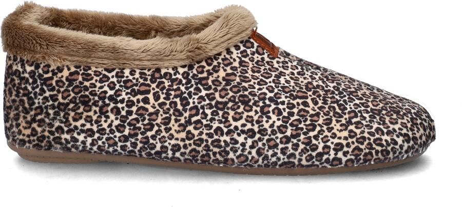 Nelson Home pantoffels met panterprint bruin