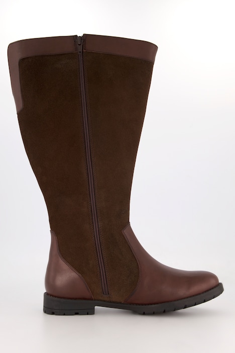Lederstiefel, Nappa-/Veloursleder, Zipper, Weite H