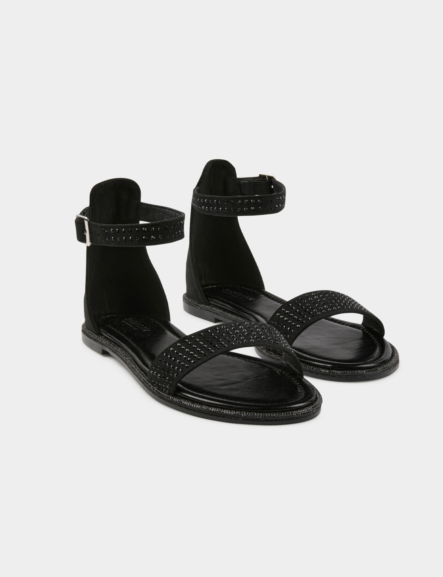Sandales plates avec détails strass noir femme - noir