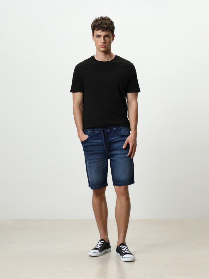 Bermuda de ganga jogger - Azul-marinho