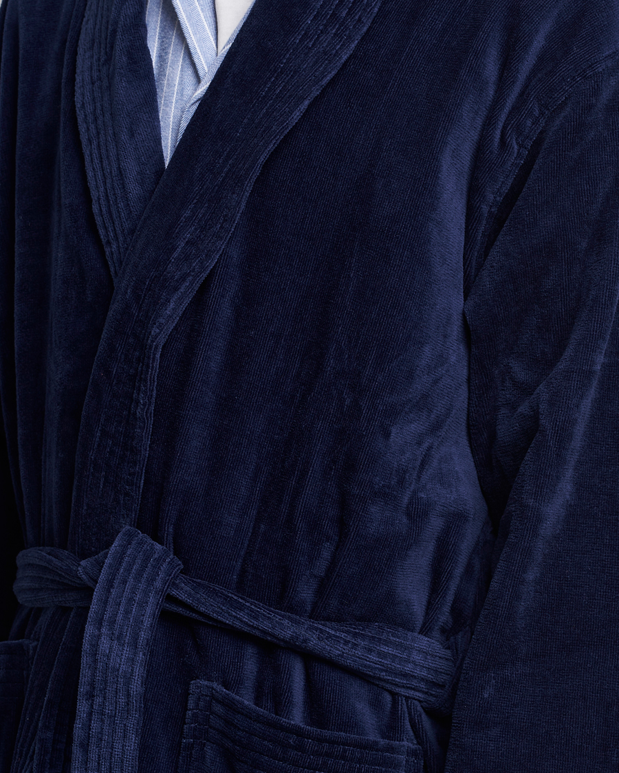 Derek Rose Cotton Velour Gown Navy