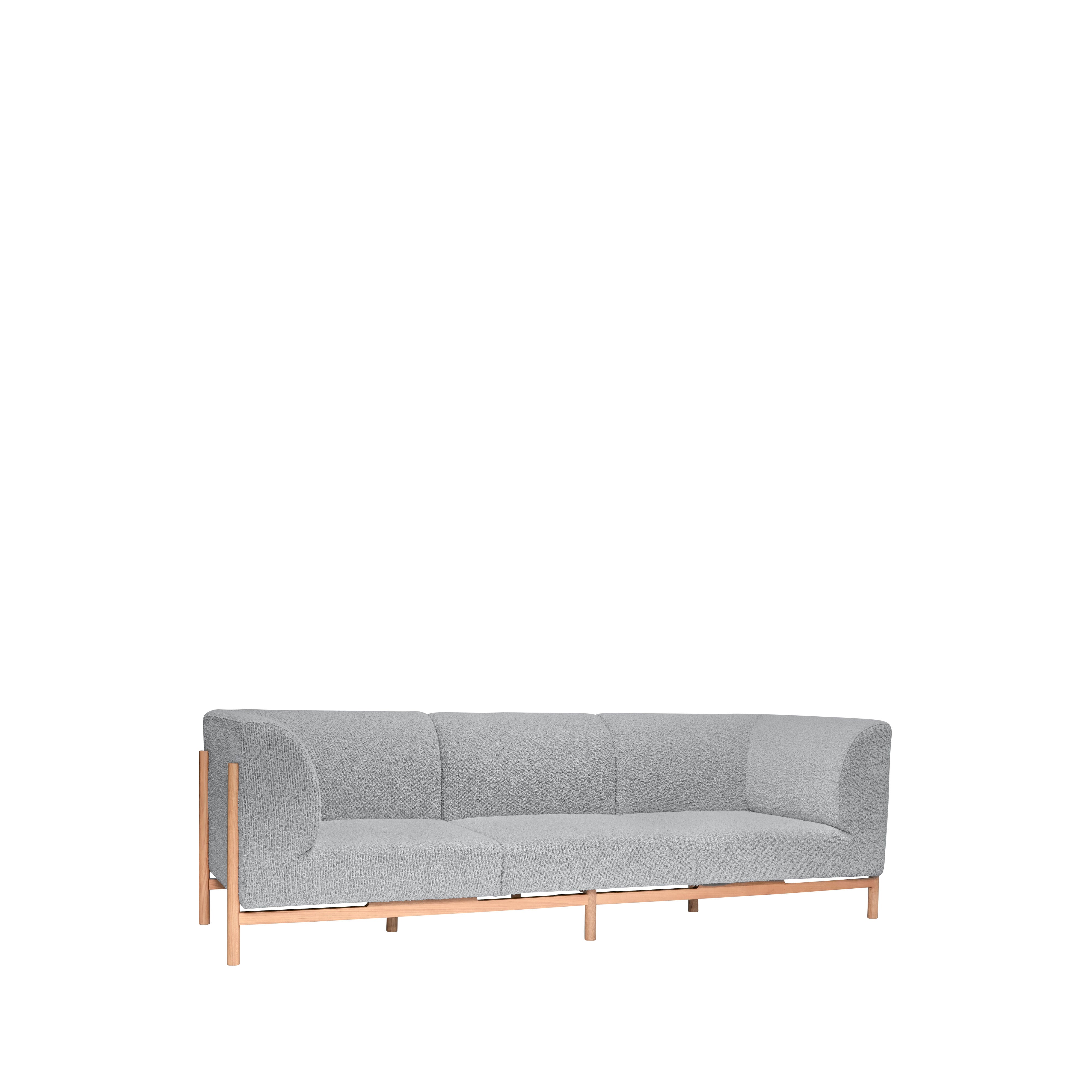 Hübsch  Moment sofa, grå/natur - 3 pers.