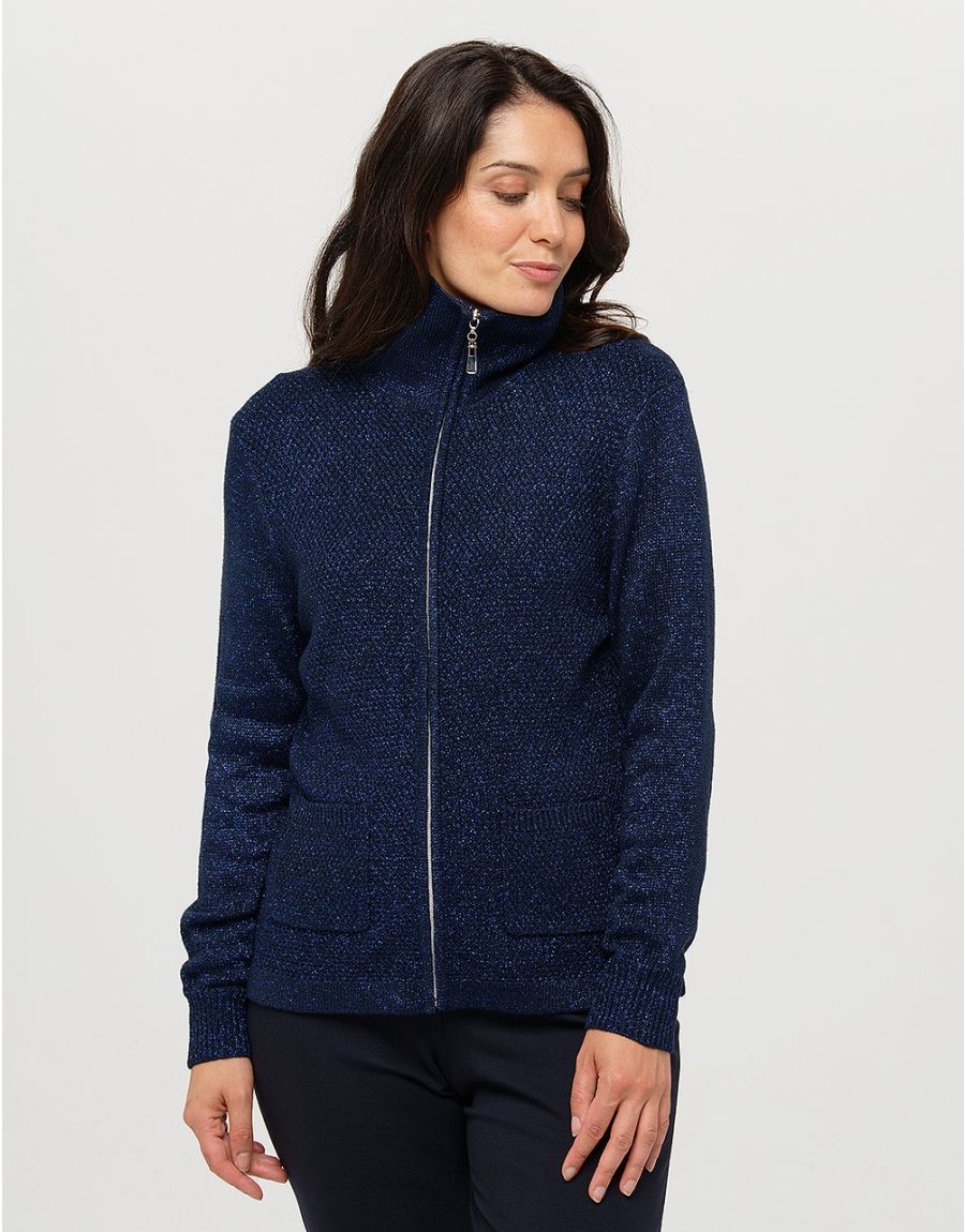 Gilet maille marine irisé