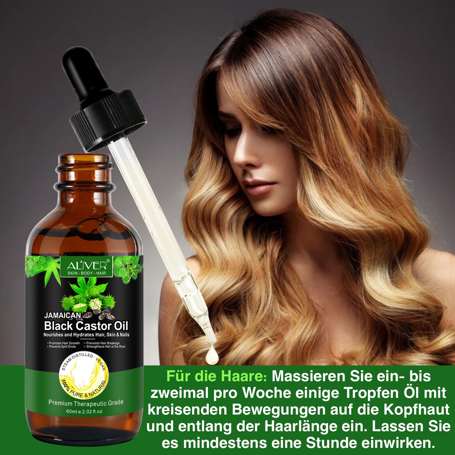 ALIVER Rizinusöl Haaröl für Haarpflege und Haarwachstum