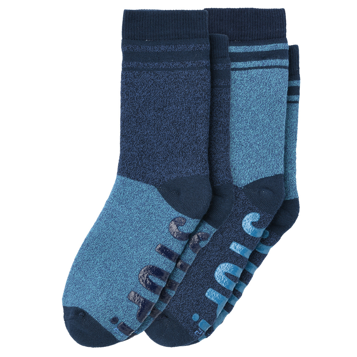 Topolino 2 Paar Jungen Stoppersocken mit Frottee blau / dunkelblau