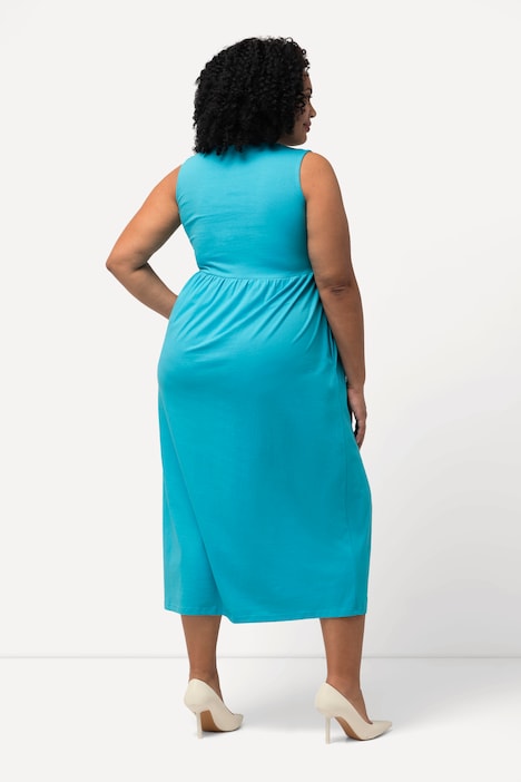 Jerseykleid, A-Linie, Tunika-Ausschnitt, ärmellos