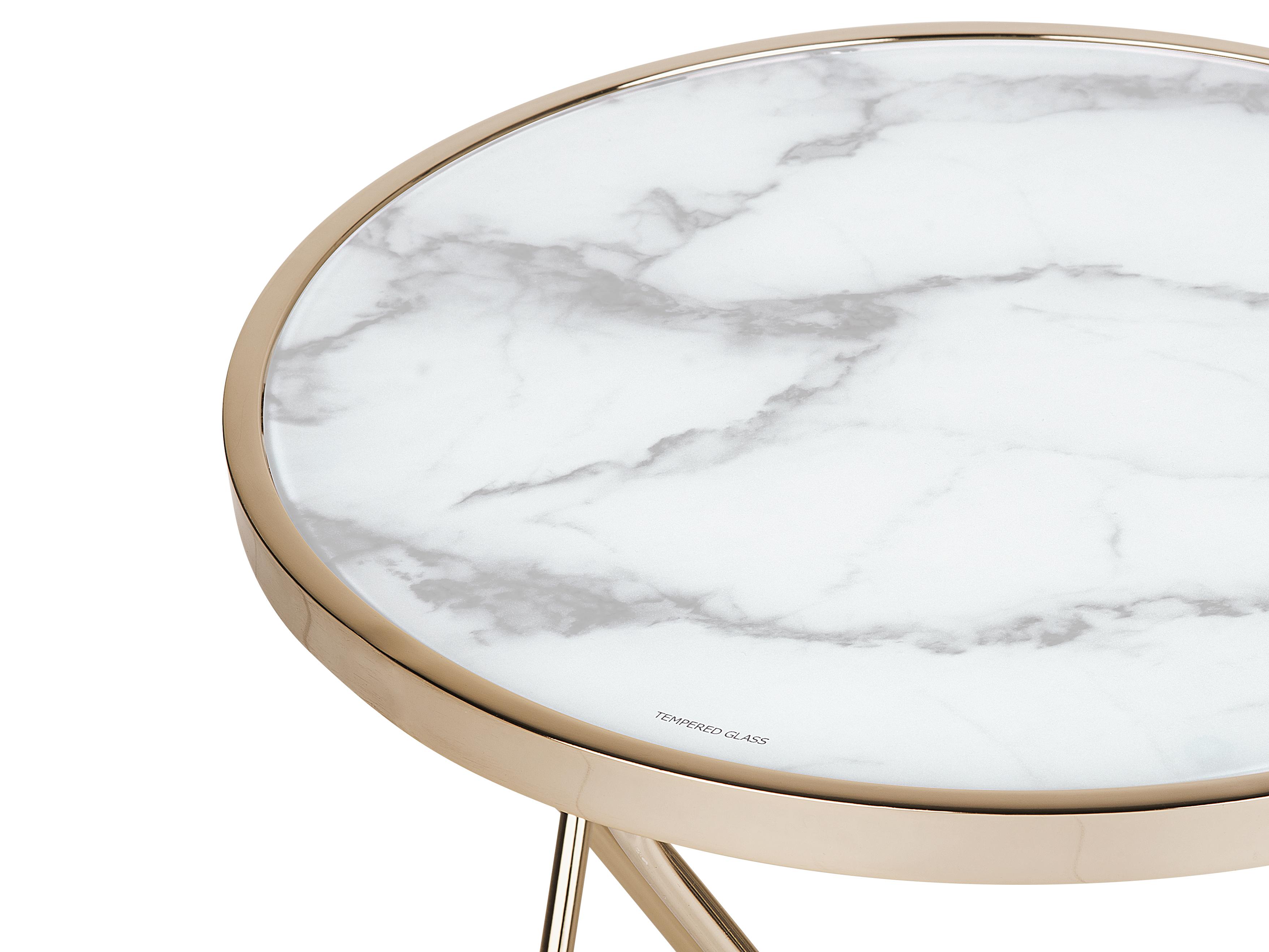 Bijzettafel MERIDIAN Veiligheidsglas Marmer/goud