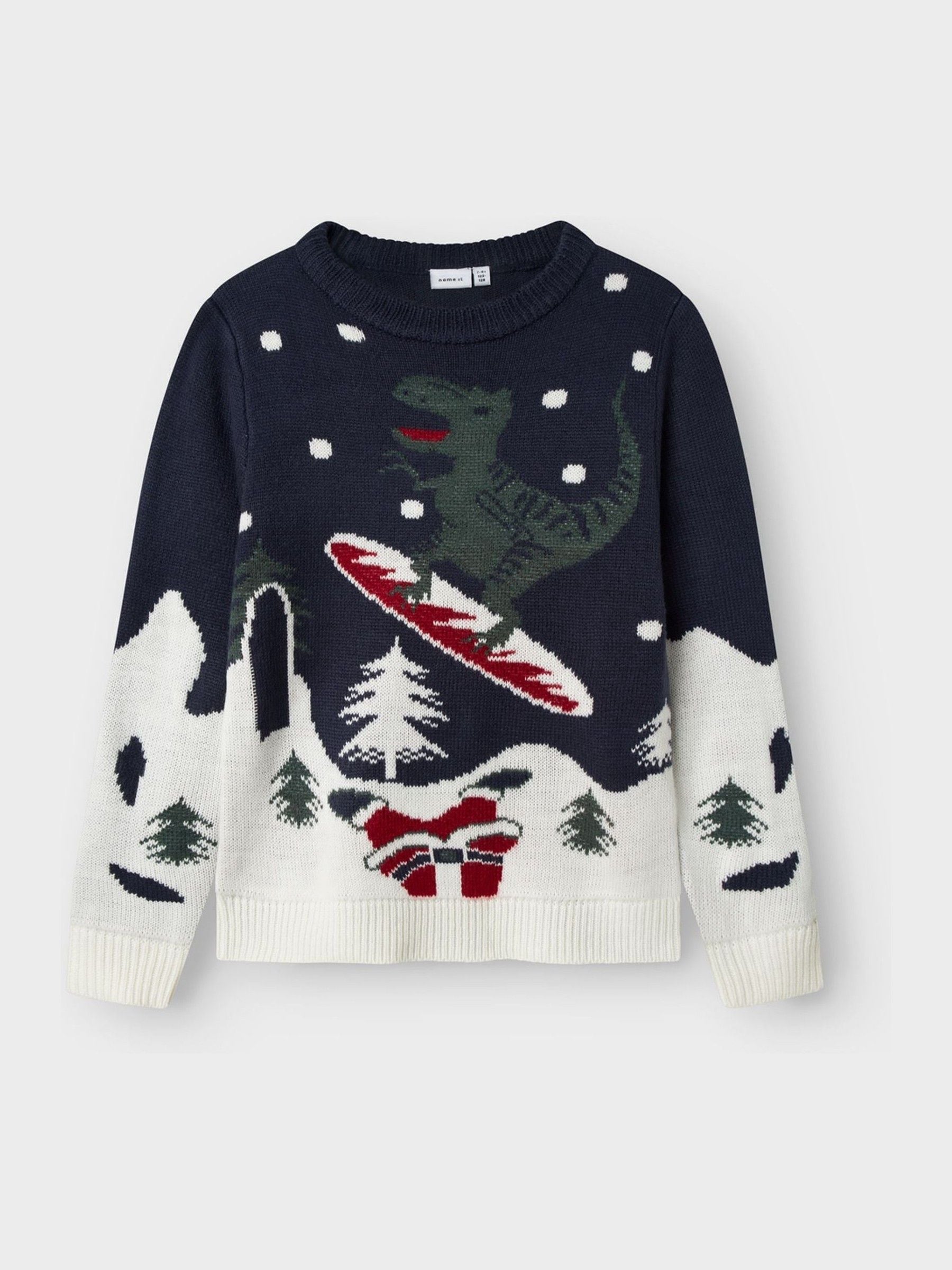 Name It Dinosaurus Snowboard Gebreide Kerstmis Trui