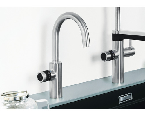 Blanco keukenkraan met filterfunctie en kokend heet water DRINK.HOT EVOL MONO geborsteld roestvrij staal 526312