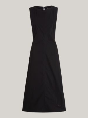 Vestido midi sem mangas com costas abertas