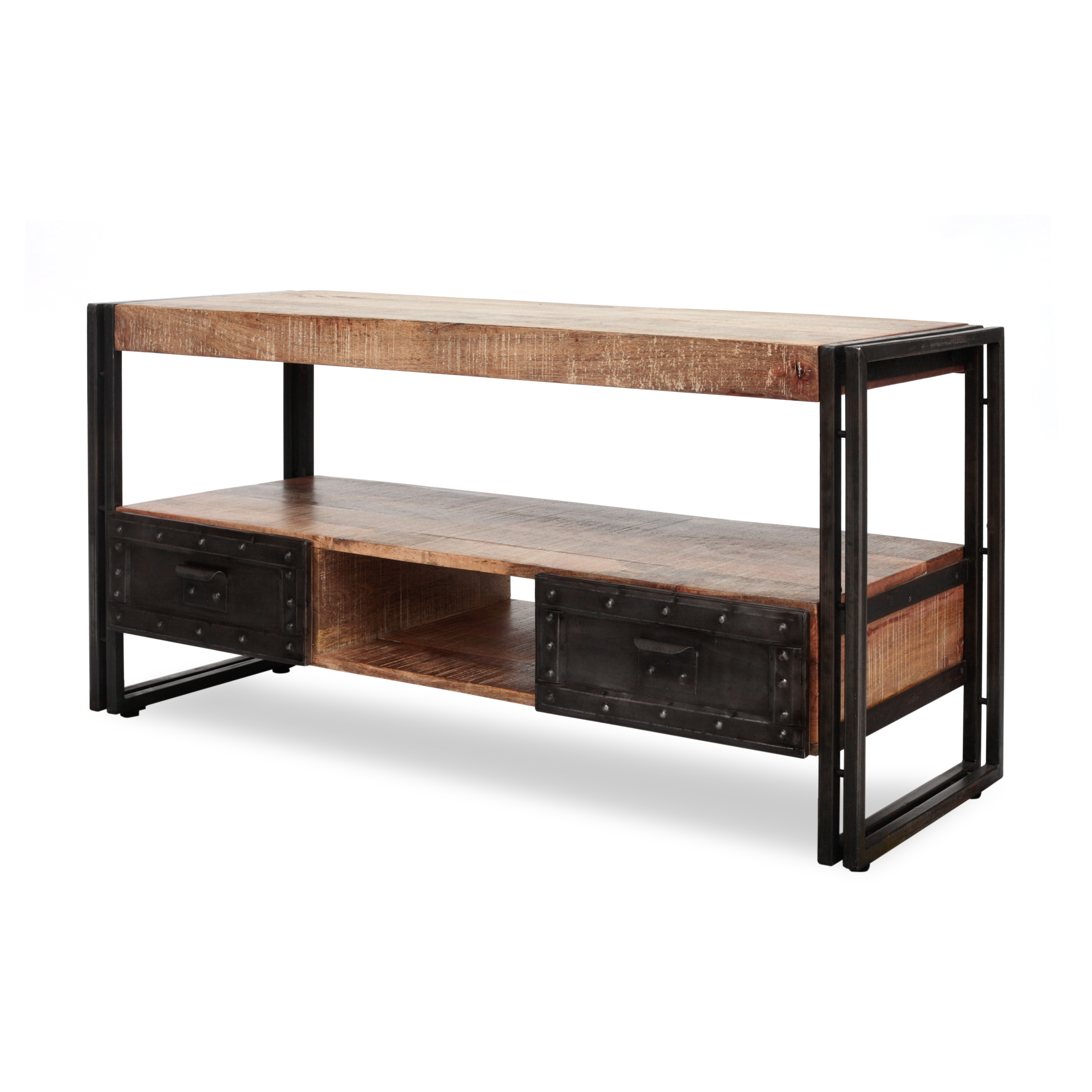 TV-Board 'Trackman', Metall und Mangoholz, B 120 cm, H 60 cm, T 45 cm von fischer's lagerhaus