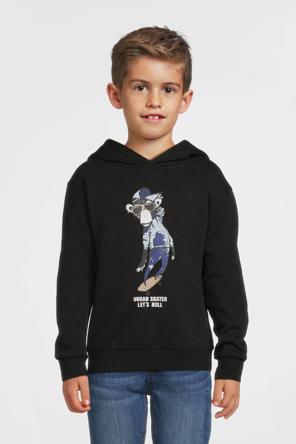 NAME IT sweater NKMRENMA met printopdruk zwart