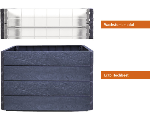 Klassieke verhoogde tuinbak GARANTIA ERGO Quadro Turbo L 75 incl. Flora waterbesparend systeem 80 x 80 x 75 cm steen