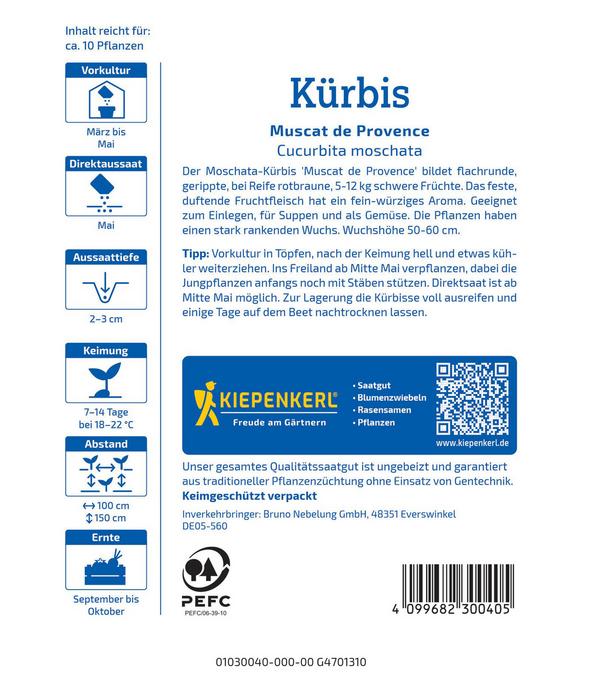 Kiepenkerl Saatgut Kürbis 'Muscat de