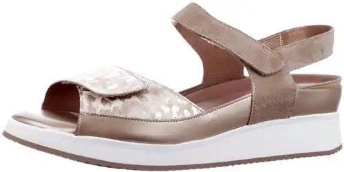 PieSanto goud/taupe combi 250422 H - maat 43 sandaal goud/taupe combi - maat 43 Calandschoen