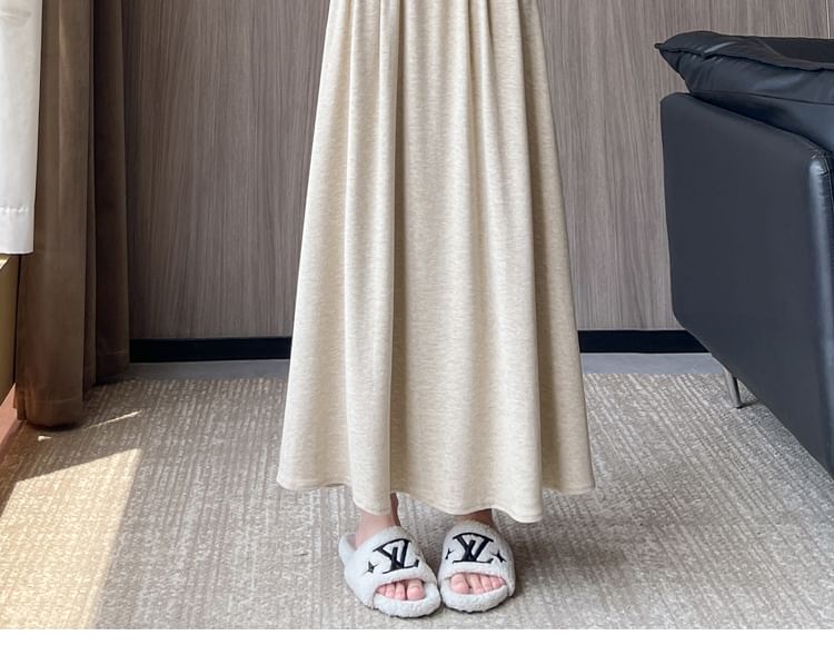Magimomo - Hoge taille effen maxi A-lijn rok