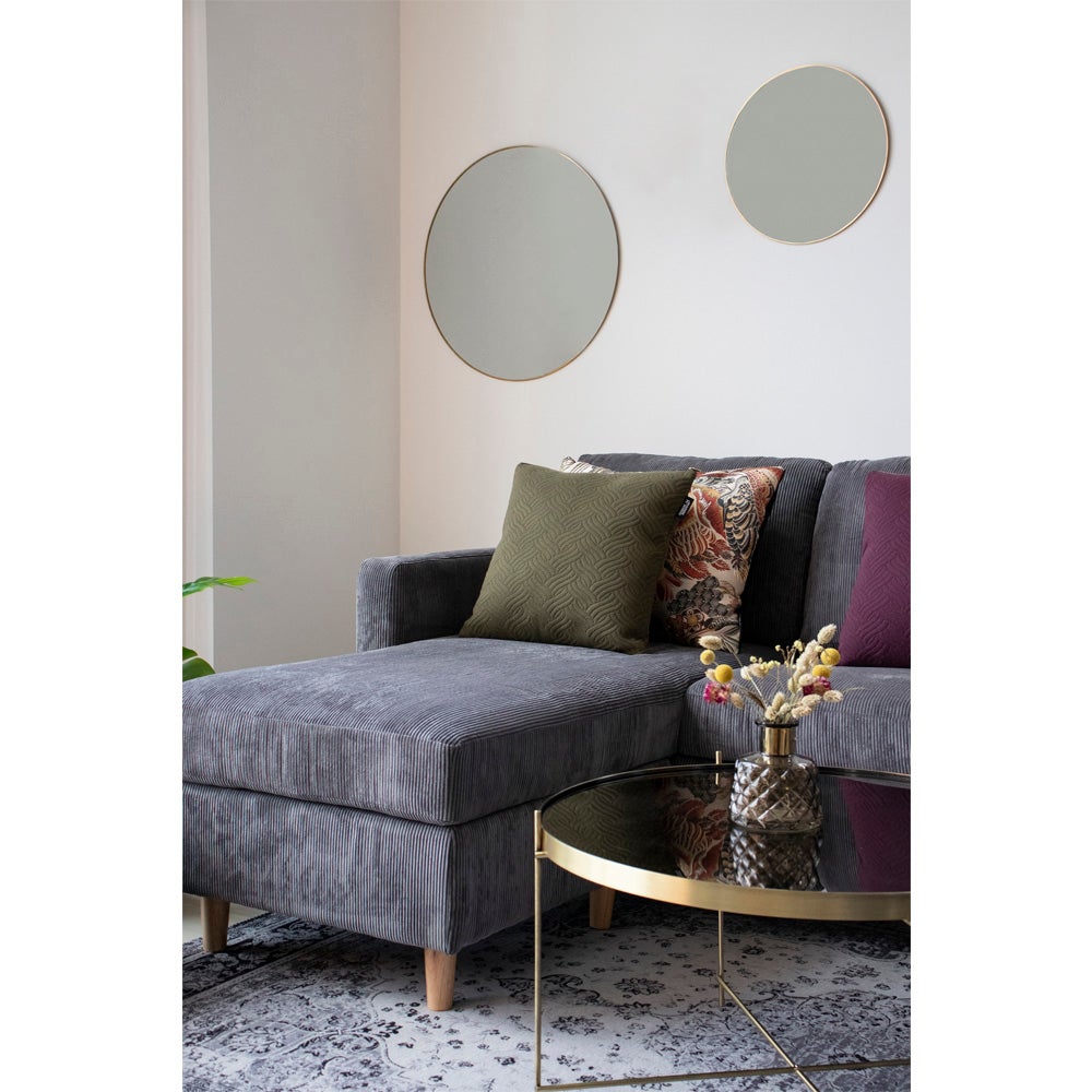 Spiegel Jeanne, Ø 40 cm, lijst met messinglook. 40 x 1 x 40 cm