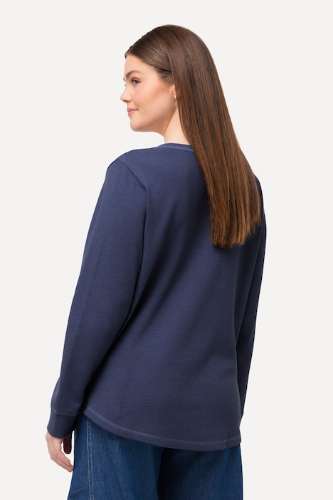 Sweatshirt, Waffelstruktur, V-Ausschnitt, Biobaumwolle