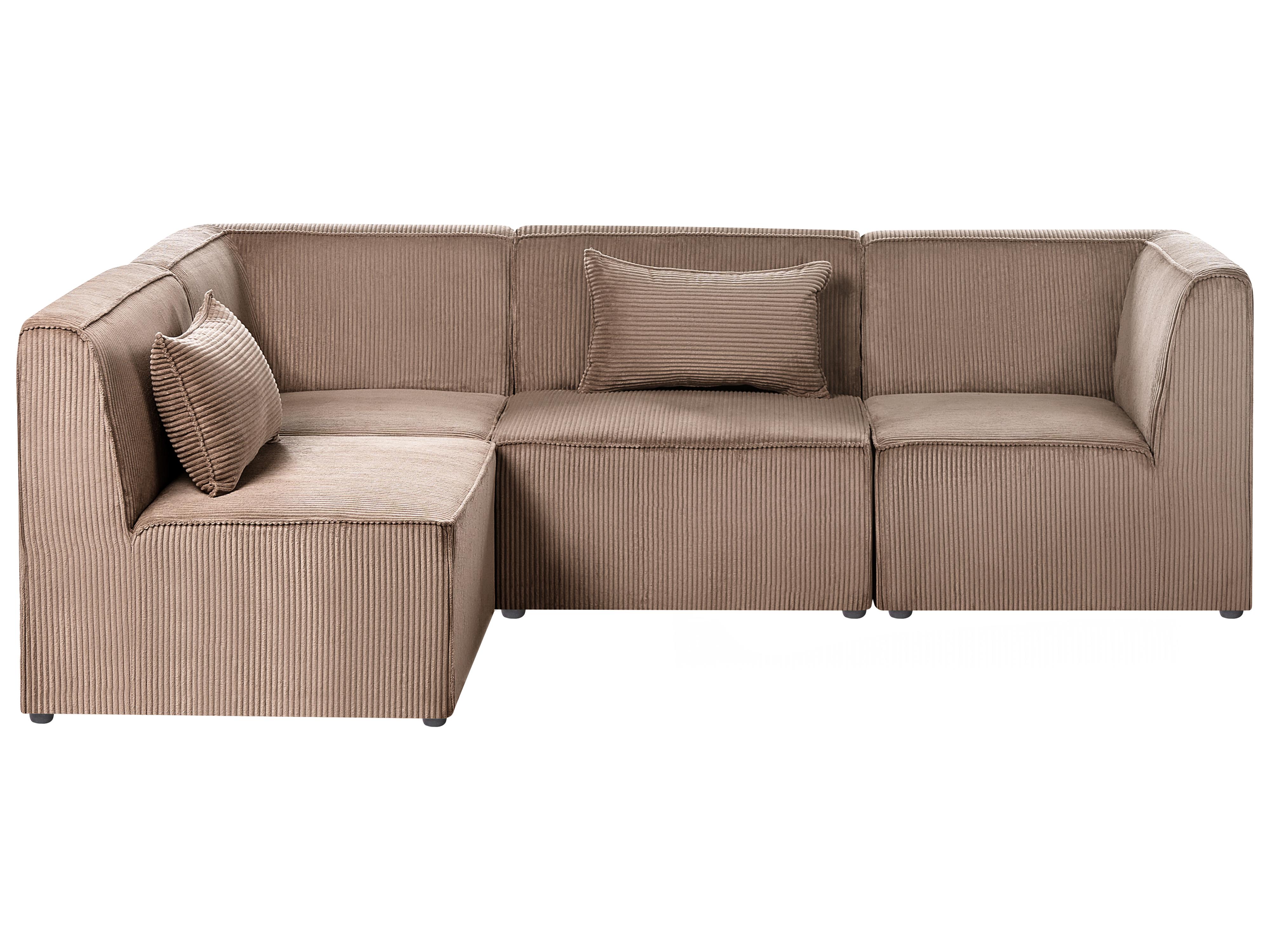 Modulaire hoekbank 4-zits LEMVIG Corduroy Zandbeige rechtszijdig
