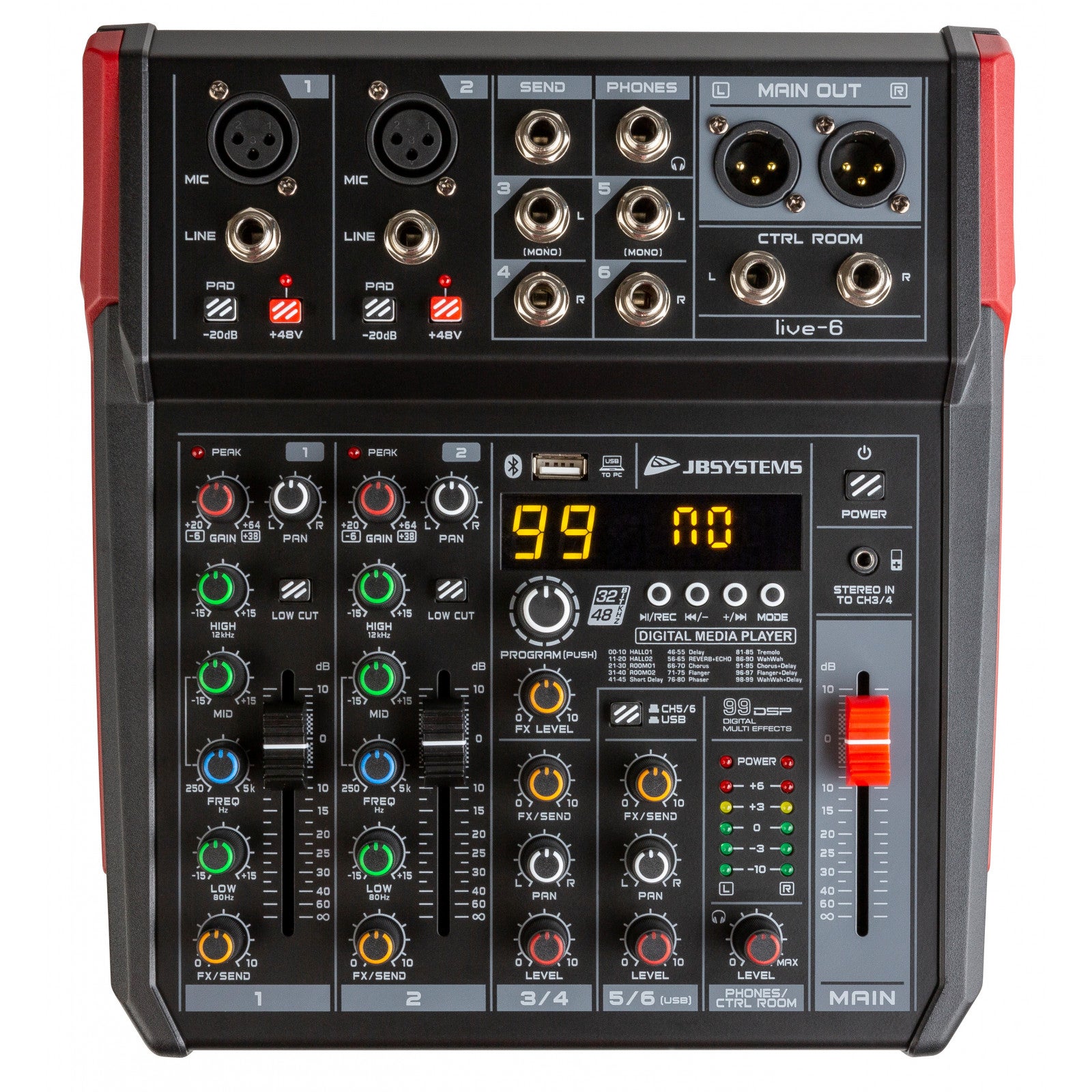 JB systems LIVE-6 4-kanaals mengpaneel met mediaspeler