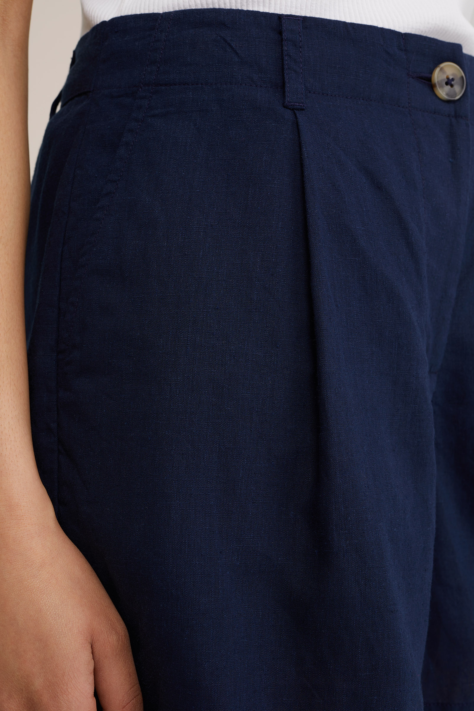 short van linnenmix WE Fashion Donkerblauw