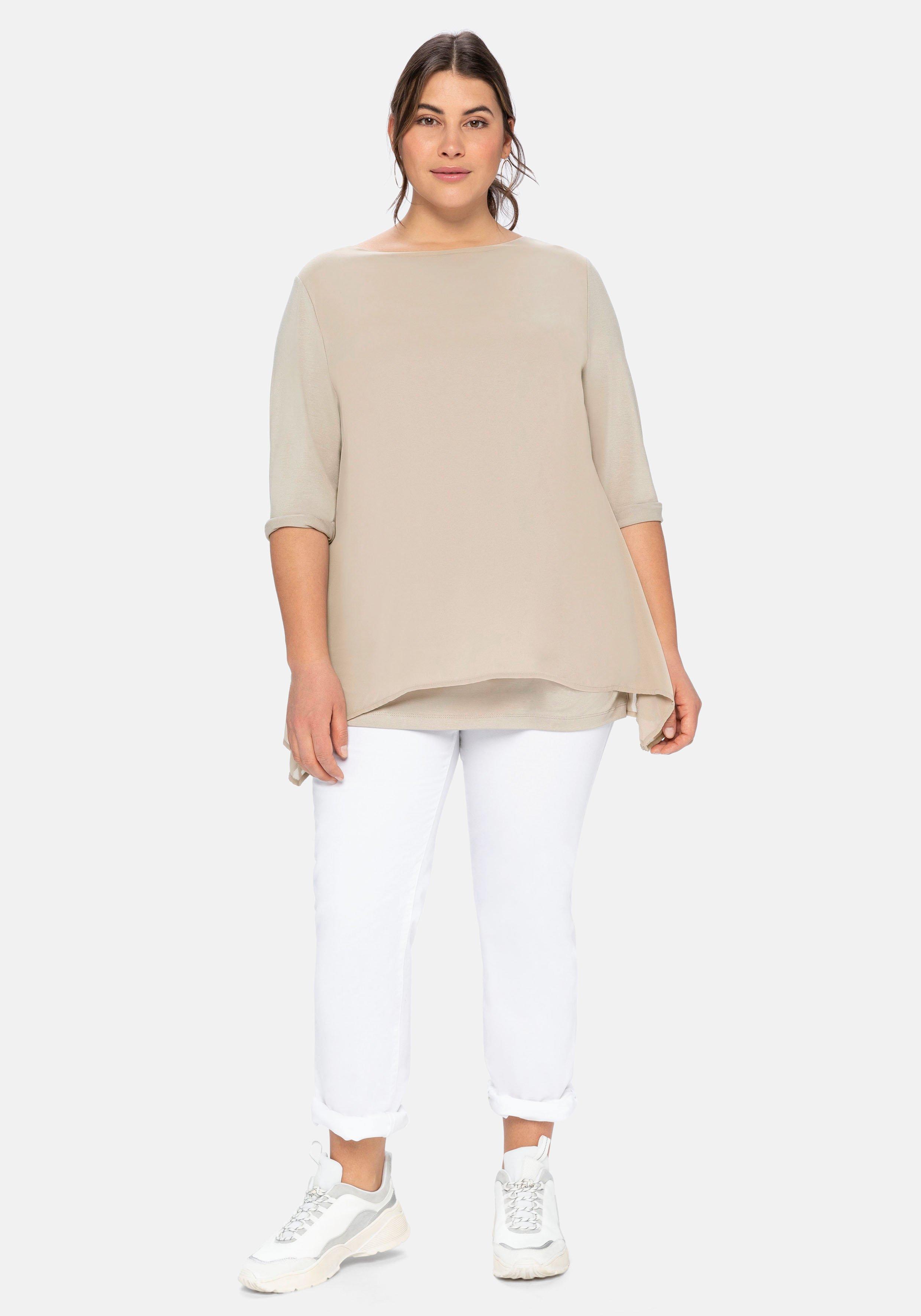 Blusenshirt in leichter A-Linie mit Zipfelsaum