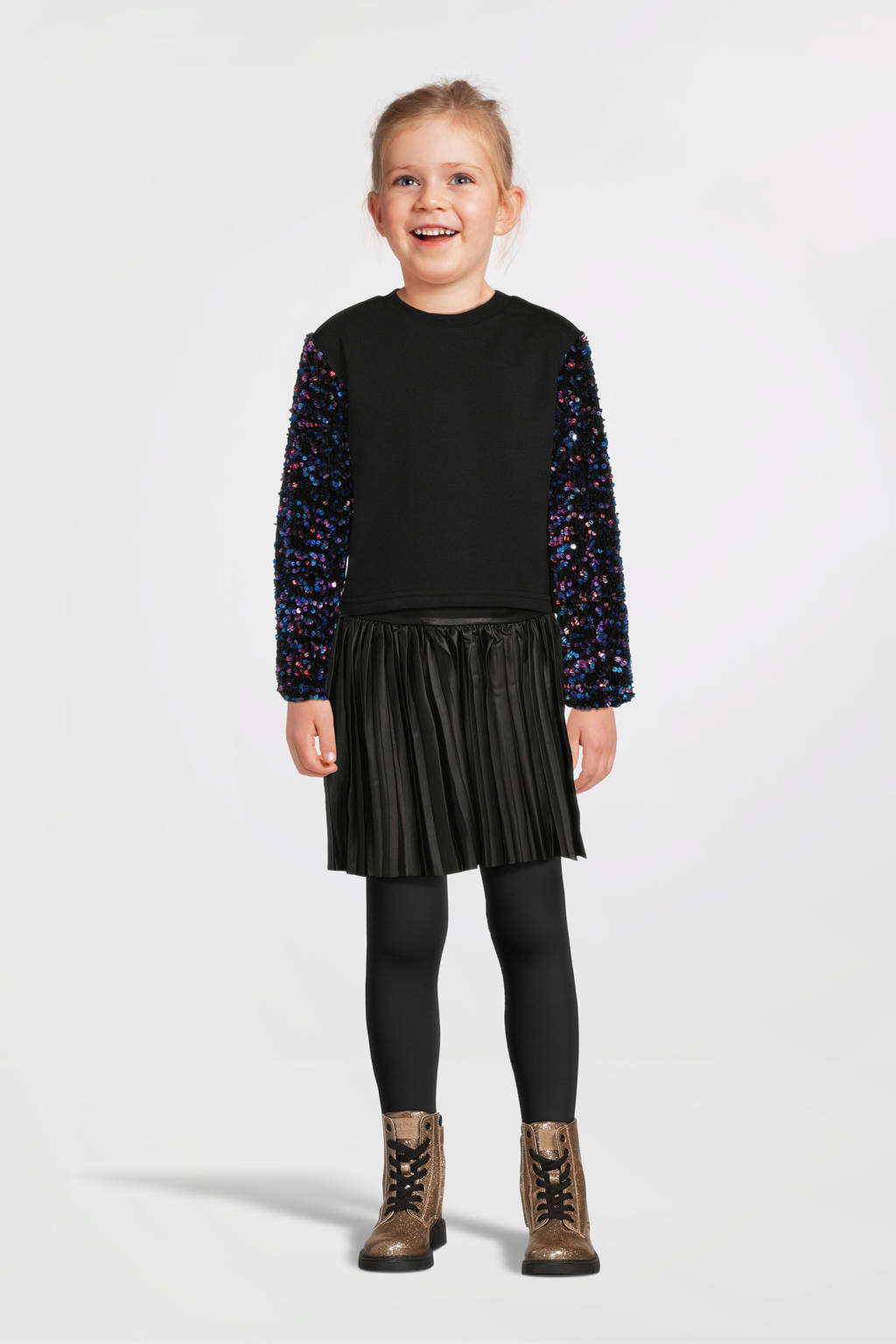 NAME IT sweater NKFRUNICA met pailletten zwart/blauw/paars