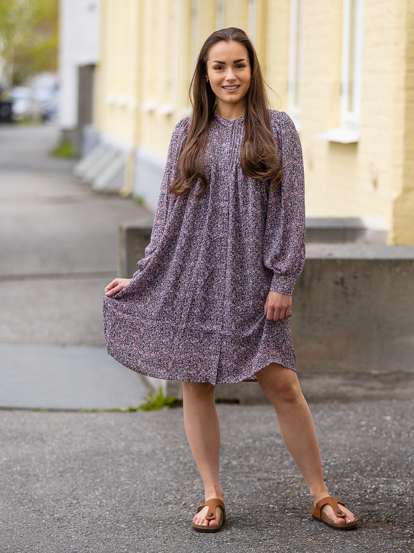 Hedda Rikkelie Long Sleeve Shirt Dress All Over Print
