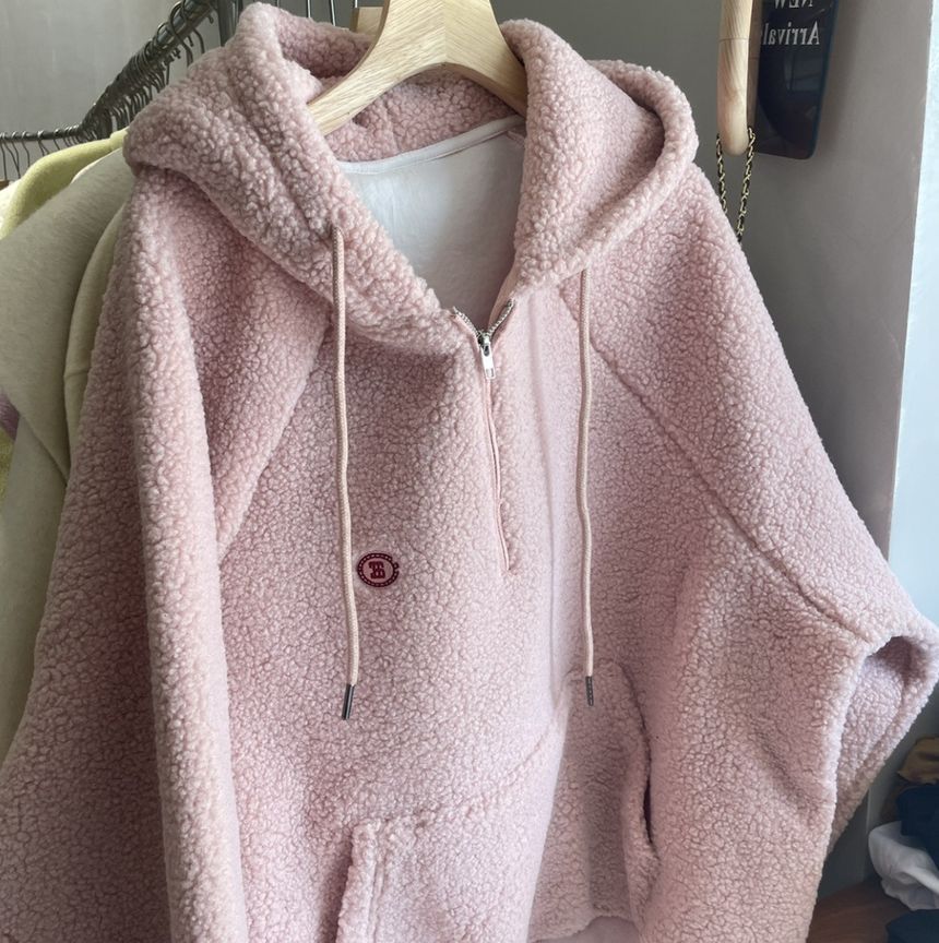 Cafamo - Hoodie met halve rits en imitatiebont
