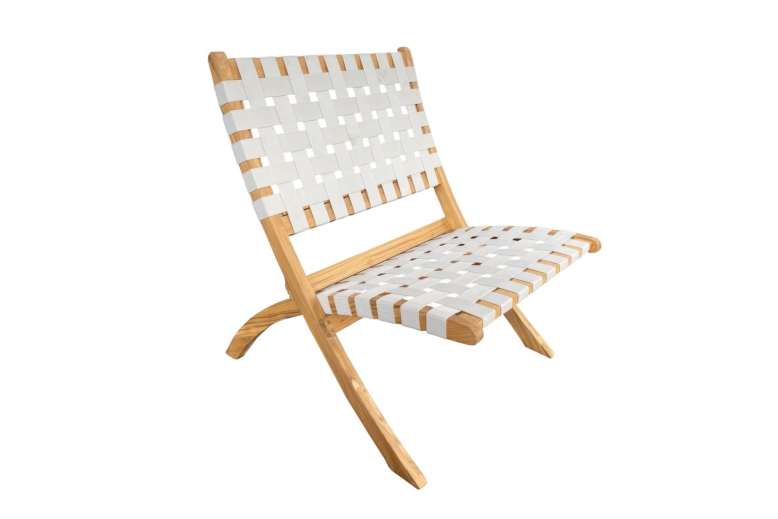 Portefino hageklappstol Heltre oljet teak, med beige tau.
