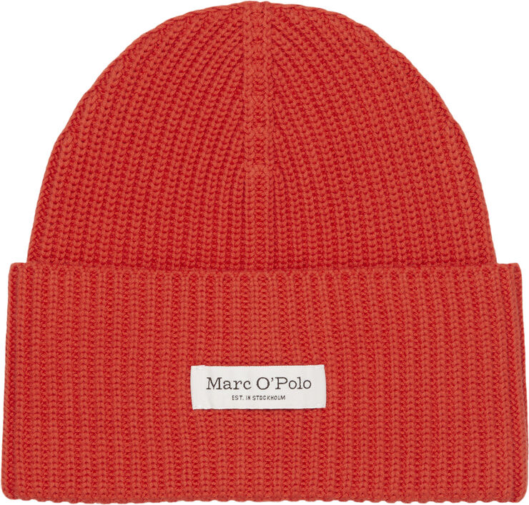 Marc O’Polo Beanie, knitted, fold-up, structure Poppy red